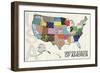 US Map-Lauren Gibbons-Framed Art Print