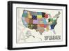 US Map-Lauren Gibbons-Framed Art Print