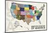 US Map-Lauren Gibbons-Mounted Art Print