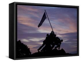 US Marine Corps Memorial is Silhouetted Against the Early Morning Sky in Arlington, Virginia-null-Framed Stretched Canvas