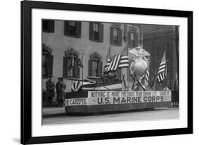 Us Marine Corps Parade Float Emphasizing Recruitment-null-Framed Premium Giclee Print