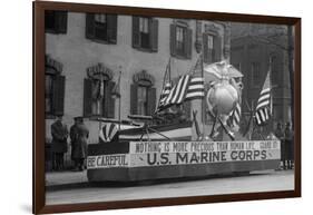 Us Marine Corps Parade Float Emphasizing Recruitment-null-Framed Art Print