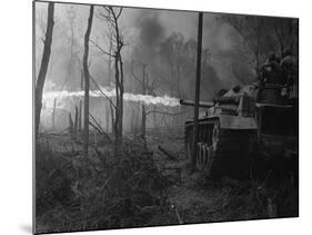 US Marine Flame Tanks Burn 'No-Name Village', Quang Ngai Province, Vietnam, 1969-null-Mounted Photo