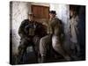 US Marine LCpl Mathew Gorzkiewicz Tries Out an Afghan Boy's Sling During a Patrol in Afghanistan-null-Stretched Canvas