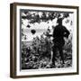 US Marine Looking at Bodies of Dead Japanese Soldiers Killed During Battle For Control of Saipan-W^ Eugene Smith-Framed Photographic Print