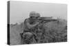 US Marine Machine Gunner and Rifleman Fire at the Enemy, Near DMZ, Vietnam, 1967-null-Stretched Canvas