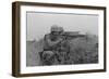 US Marine Machine Gunner and Rifleman Fire at the Enemy, Near DMZ, Vietnam, 1967-null-Framed Photo