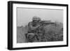 US Marine Machine Gunner and Rifleman Fire at the Enemy, Near DMZ, Vietnam, 1967-null-Framed Photo