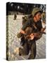 US Marine Medic Running Along Beach with Injured Vietnamese Infant under Fire During Vietnam War-Paul Schutzer-Stretched Canvas