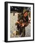 US Marine Medic Running Along Beach with Injured Vietnamese Infant under Fire During Vietnam War-Paul Schutzer-Framed Photographic Print