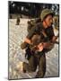 US Marine Medic Running Along Beach with Injured Vietnamese Infant under Fire During Vietnam War-Paul Schutzer-Mounted Photographic Print