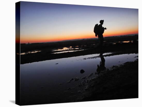 US Marine Patrols During an Operation in the Garmsir District in Southern Afghanistan-null-Stretched Canvas