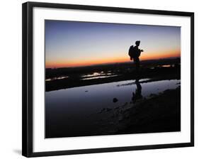 US Marine Patrols During an Operation in the Garmsir District in Southern Afghanistan-null-Framed Photographic Print