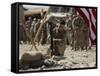 US Marine Pays His Respects to LCpl Joshua Bernard During a Memorial Service at Base in Afghanistan-null-Framed Stretched Canvas