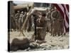 US Marine Pays His Respects to LCpl Joshua Bernard During a Memorial Service at Base in Afghanistan-null-Stretched Canvas