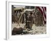 US Marine Pays His Respects to LCpl Joshua Bernard During a Memorial Service at Base in Afghanistan-null-Framed Photographic Print