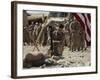 US Marine Pays His Respects to LCpl Joshua Bernard During a Memorial Service at Base in Afghanistan-null-Framed Photographic Print