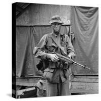 US Marine Sergeant Prepared to Go into a Field, Vietnam, April 1967-null-Stretched Canvas