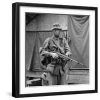 US Marine Sergeant Prepared to Go into a Field, Vietnam, April 1967-null-Framed Photo