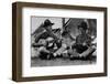 US Marine Sitting on Ground and Playing Guitar-null-Framed Photographic Print