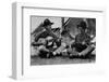 US Marine Sitting on Ground and Playing Guitar-null-Framed Photographic Print