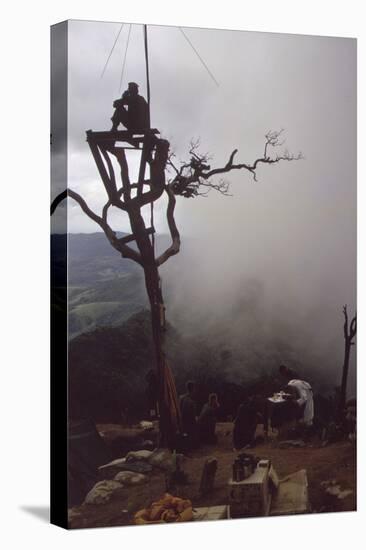 US Marine Stands Watch in an Observation Tower over Mass, July 1967-null-Stretched Canvas