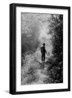 US Marine Walking Point for His Unit, Finding a Safe Path, Vietnam War, 1966-null-Framed Photo