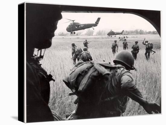 US Marines 163rd Helicopter Squadron Discharging South Vietnamese Troops for an Assault-Larry Burrows-Stretched Canvas
