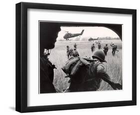 US Marines 163rd Helicopter Squadron Discharging South Vietnamese Troops for an Assault-Larry Burrows-Framed Photographic Print