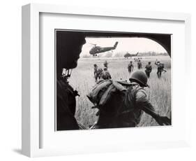 US Marines 163rd Helicopter Squadron Discharging South Vietnamese Troops for an Assault-Larry Burrows-Framed Photographic Print