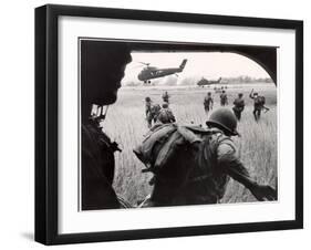 US Marines 163rd Helicopter Squadron Discharging South Vietnamese Troops for an Assault-Larry Burrows-Framed Photographic Print