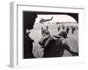 US Marines 163rd Helicopter Squadron Discharging South Vietnamese Troops for an Assault-Larry Burrows-Framed Photographic Print