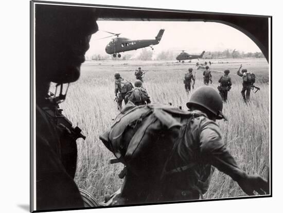 US Marines 163rd Helicopter Squadron Discharging South Vietnamese Troops for an Assault-Larry Burrows-Mounted Photographic Print