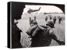 US Marines 163rd Helicopter Squadron Discharging South Vietnamese Troops for an Assault-Larry Burrows-Stretched Canvas