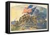 US Marines Advancing with Flags-null-Framed Stretched Canvas