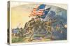 US Marines Advancing with Flags-null-Stretched Canvas