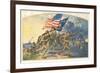 US Marines Advancing with Flags-null-Framed Art Print