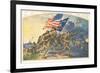 US Marines Advancing with Flags-null-Framed Art Print