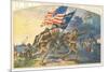 US Marines Advancing with Flags-null-Mounted Art Print