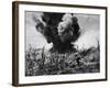 US Marines Crouching Behind Hillside Rock Cover, Blowing Up Cave Connected to Japanese Blockhouse-W^ Eugene Smith-Framed Photographic Print