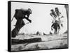 US Marines Dashing For Cover While Assaulting Japanese Positions on Betio Island-null-Framed Stretched Canvas