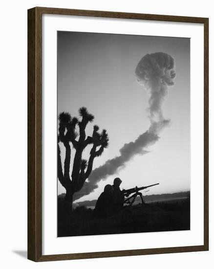 Us Marines During Atomic Bomb Testing-null-Framed Photo