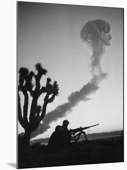 Us Marines During Atomic Bomb Testing-null-Mounted Photo