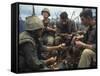 US Marines Eating Rations During a Lull in the Fighting Near the Dmz During the Vietnam War-Larry Burrows-Framed Stretched Canvas