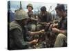 US Marines Eating Rations During a Lull in the Fighting Near the Dmz During the Vietnam War-Larry Burrows-Stretched Canvas