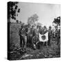 US Marines Holding Japanese Flag Captured During First Days of the Saipan Offensive-Peter Stackpole-Stretched Canvas