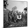 US Marines Holding Japanese Flag Captured During First Days of the Saipan Offensive-Peter Stackpole-Mounted Photographic Print