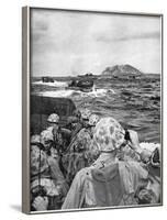 Us Marines in a Landing Craft Steam Towards the Japanese Held Island of Iwo Jima, February 1945-null-Framed Photographic Print