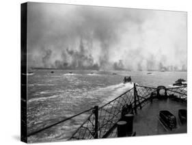 US Marines in Landing Craft Approaching Peleliu Island to Attack Occupying Japanese Forces There-null-Stretched Canvas