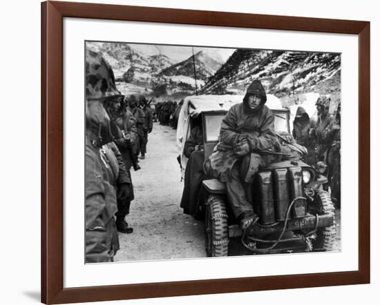 US Marines in Retreat After Surprise Attack by Red Chinese Divisions on Allied Forces, North Korea-Frank C^ Kerr-Framed Photographic Print